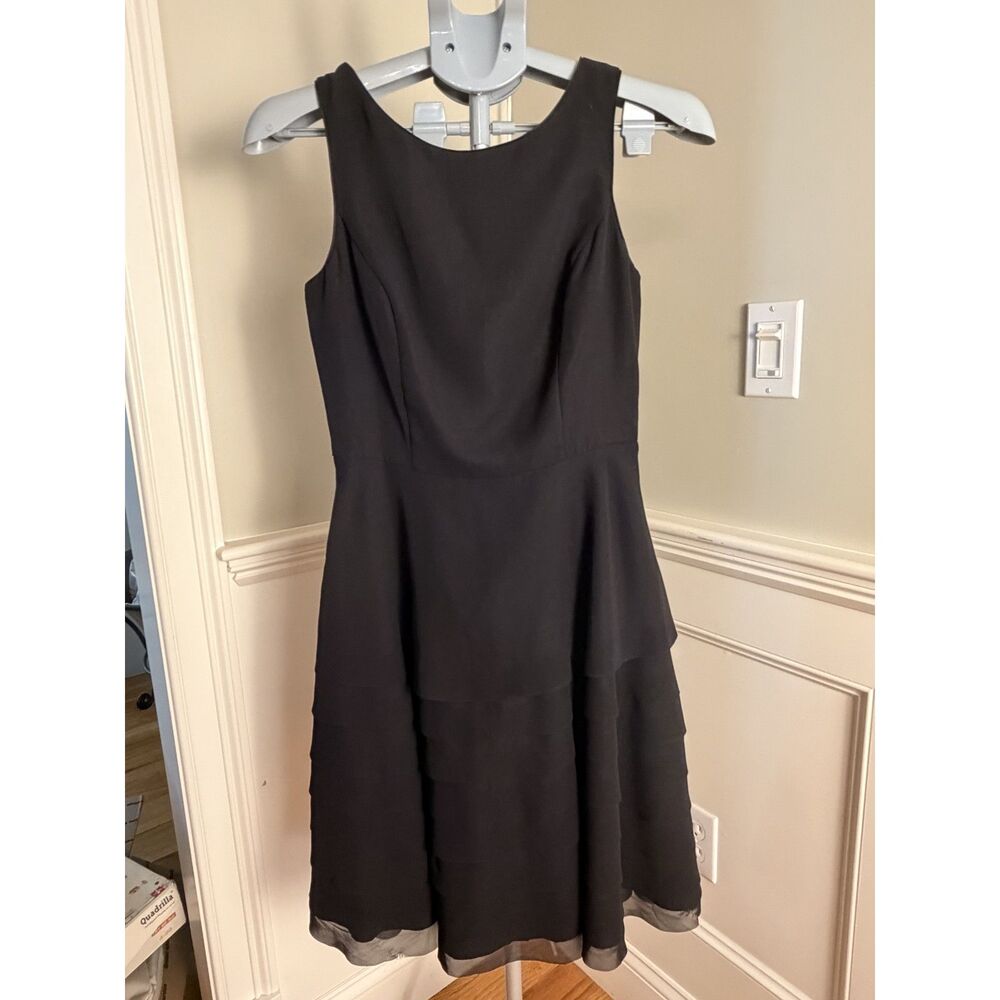 White House Black Market Black Tiered Fit & Flare Dress Size 2 NWT